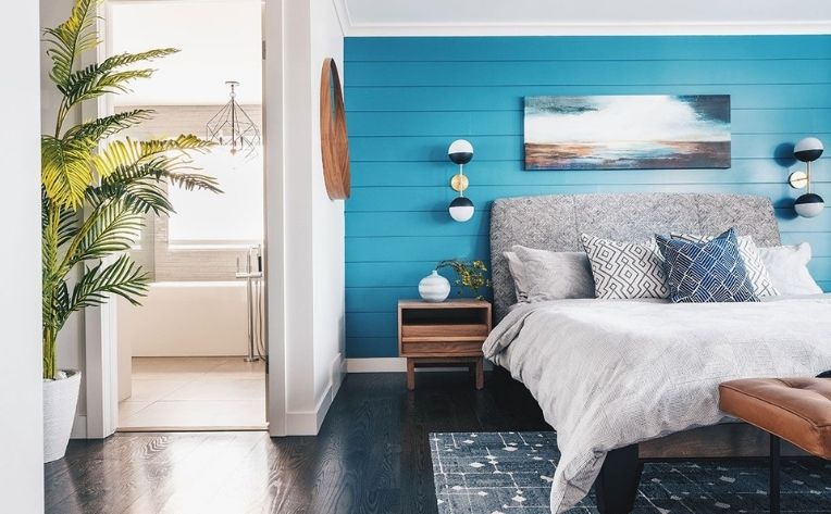 blue accents and wall